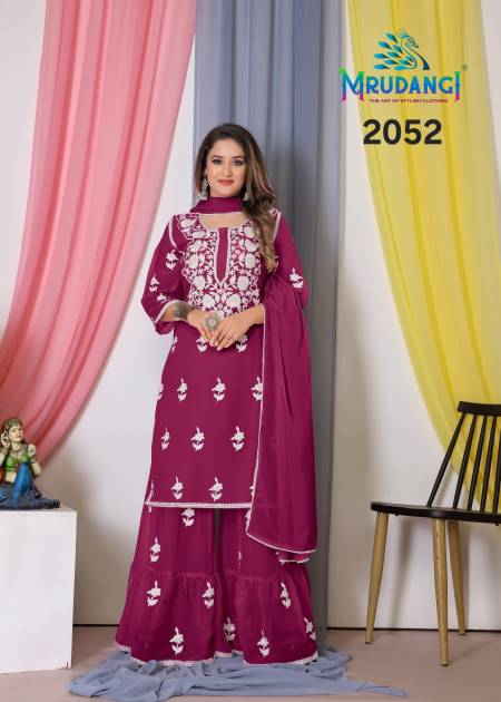 Pink Colour Noor 2 By Mrudangi Georgette Readymade Sharara Suits Wholesale Market In Surat 2052
