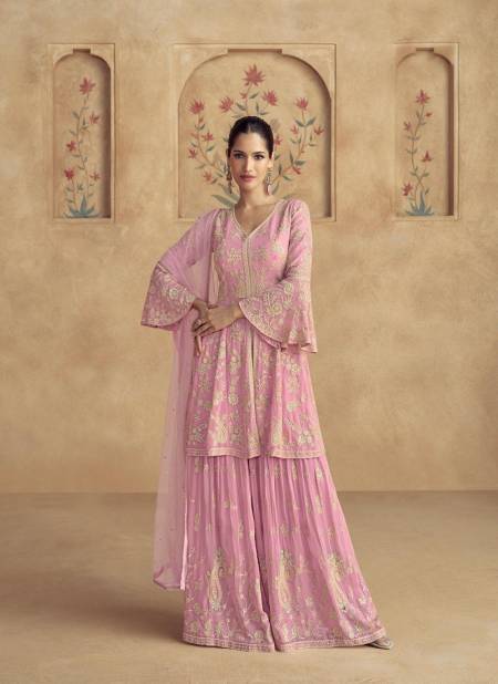 Pink Colour Nusrat By Aashirwad Georgette Readymade Suits Wholesale Price In Surat 10064