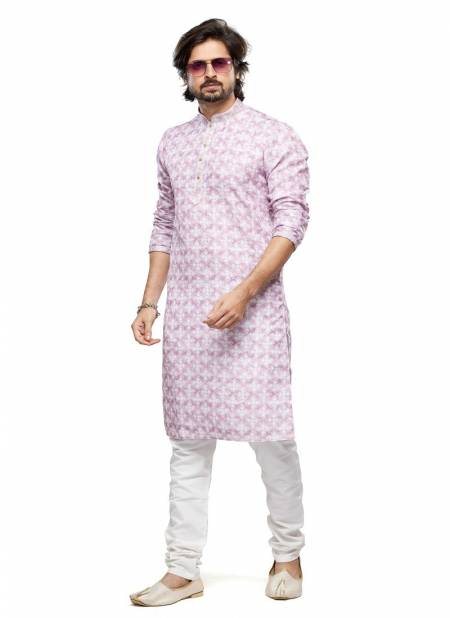 Pink Colour Occasion Mens Wear Designer Printed Stright Kurta Pajama Wholesale Shop In Surat 2528