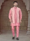 Pink Colour Outluk Vol 135 Jcaquard Mens Modi Jacket Kurta Pajama Wholesale Maunfacturers 135002
