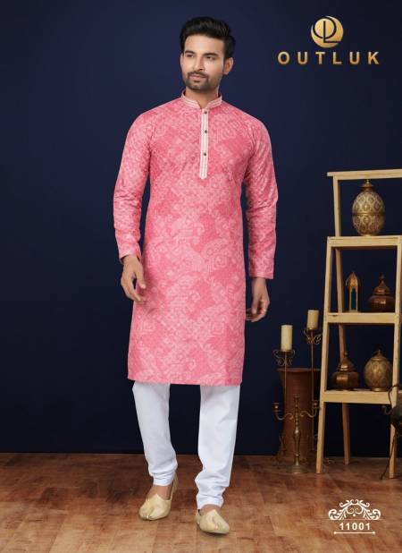 Pink Colour Outluk Wedding Collection Vol 11 Cotton Pintex Lucknowi Kurta Pajama Wholesale Clothing Suppliers In India 11001