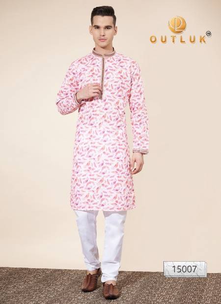 Pink Colour Outluk Wedding Collection Vol 15 Lakhnowi Cotton Mens Kurta Pajama Orders In India 15007