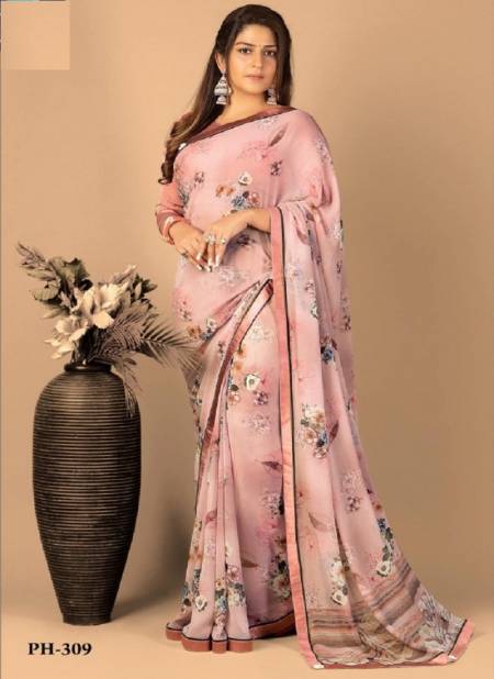 Pink Colour Panchi 3 By Shashvat Digital Printed Designer Bamber Silk Saree Wholesale Online PH-309