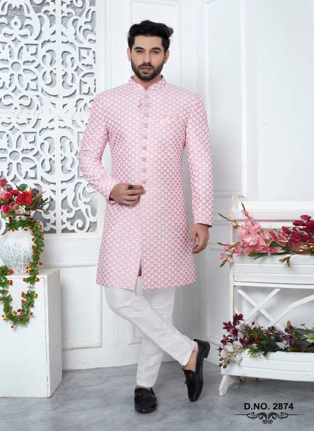 Pink Colour Party Wear Mens Desginer Indo Western Wholesale Market In Surat 2874