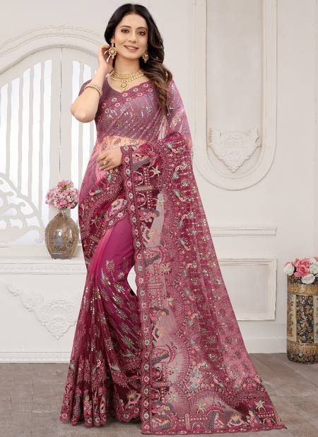 Pink Colour Perfect Glow Nari Fashion Colors Wedding Sarees Catalog 6831