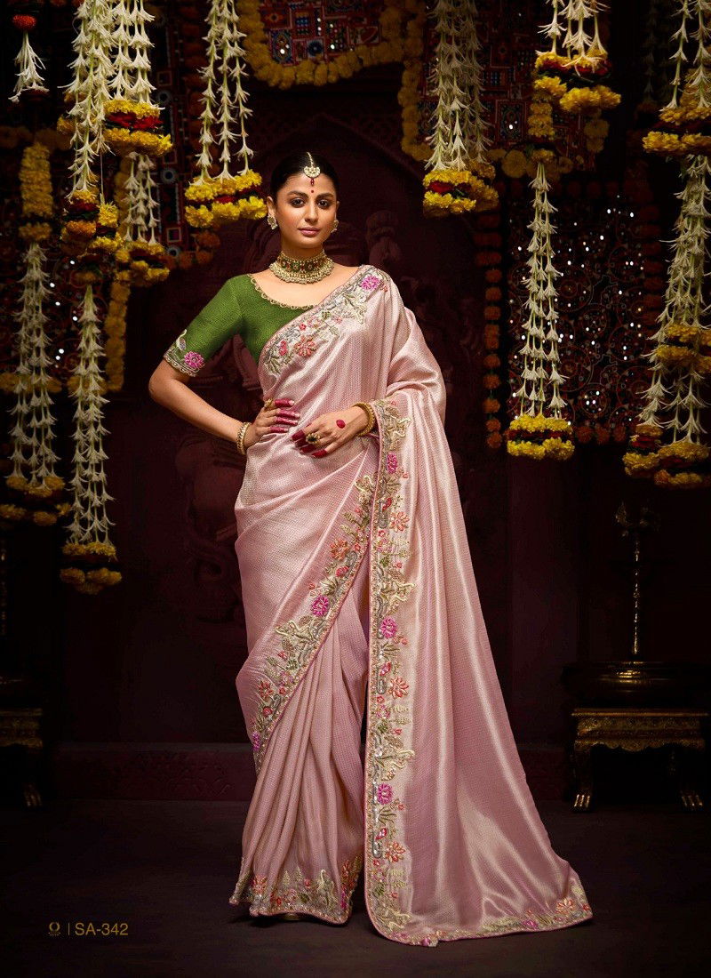 Pink Colour Prasang By Kimora Banarasi Kanjivaram Wedding Wear Saree Orders In India SA-342