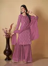 Pink Colour Prisha Kurti Vol 4 Gerogette Sharara Readymade Suits Wholesale Maket In Surat RF27438