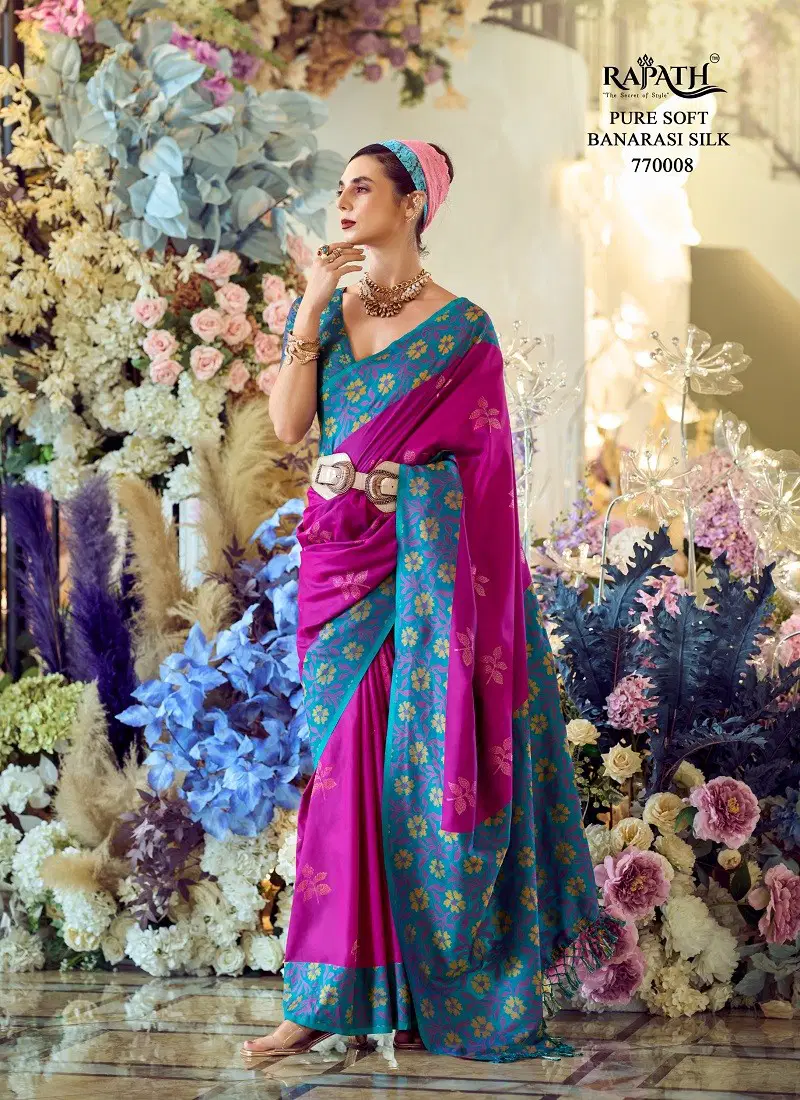 Pink Colour Purple Martin By Rajpath Soft Silk Wholesale Saree Suppliers In Mumbai 770008