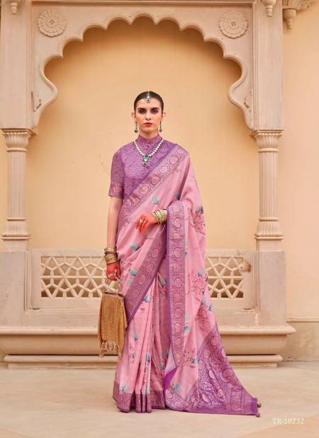 Pink Colour Pushpavatika By Trirath Floral P V Silk Printed Saree Wholesale Shop In Surat TR-10232