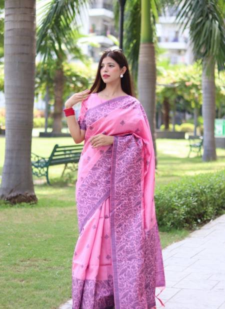 Pink Colour RF Veena Handloom Raw Silk Designer Sarees Wholesale Shop In Surat RF27540