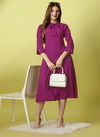 Pink Colour Raisin American Crepe Party Wear Western Midi Dress Catalog OLRF0052