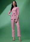 Pink Colour Raisin Cotton Printed Cord Set Western Catalog OLCOD0008