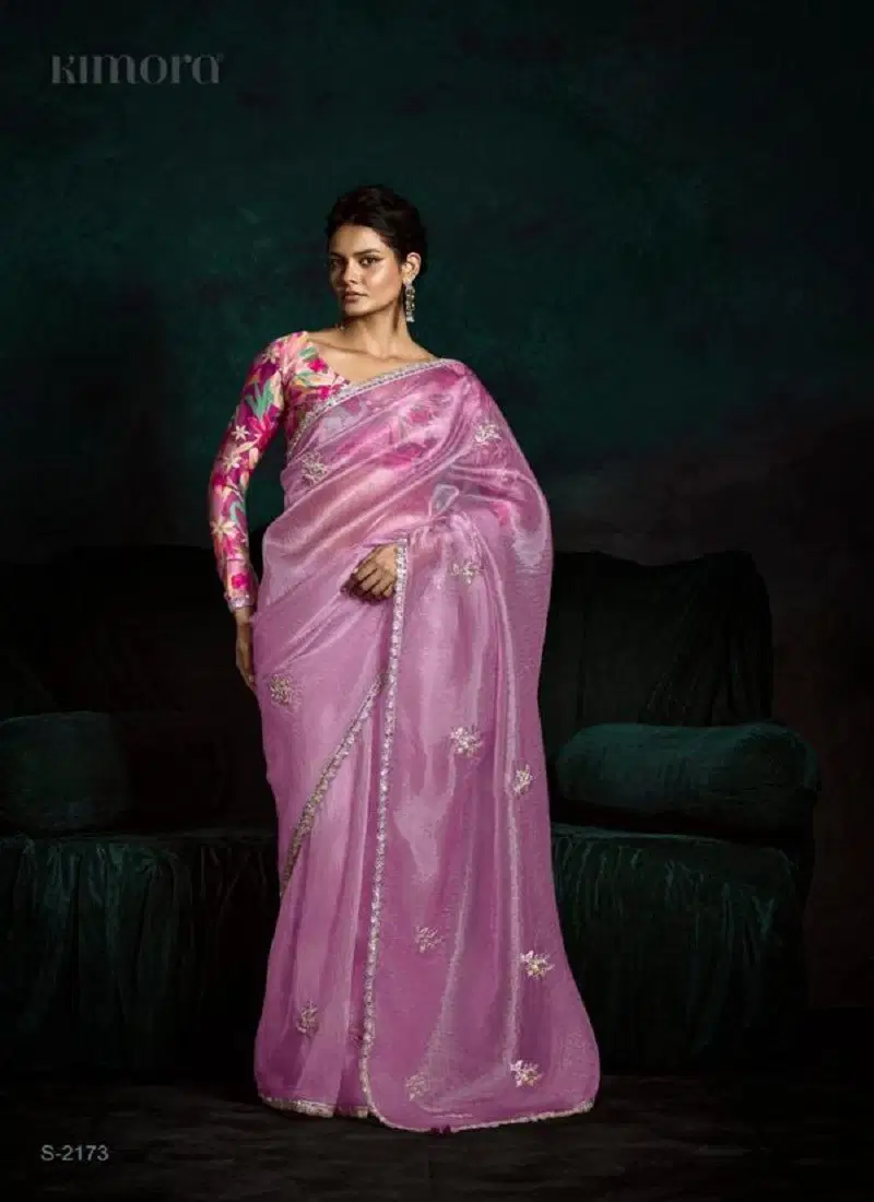 Pink Colour Rangat 2 By Kimora Fancy Designer Party Wear Saree Wholesale Shop In Surat S-2173