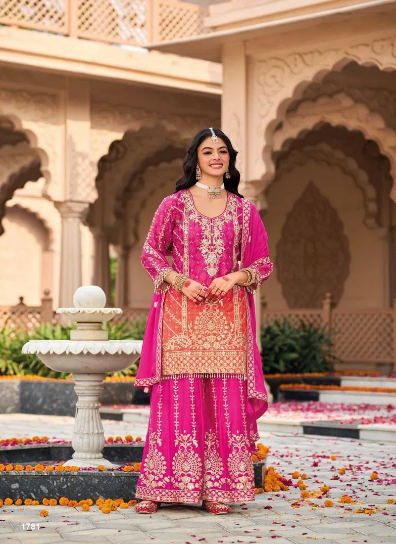 Pink Colour Rangeen By Eba Heavy Chinon Readymade Suits Wholesale Market In Surat 1781