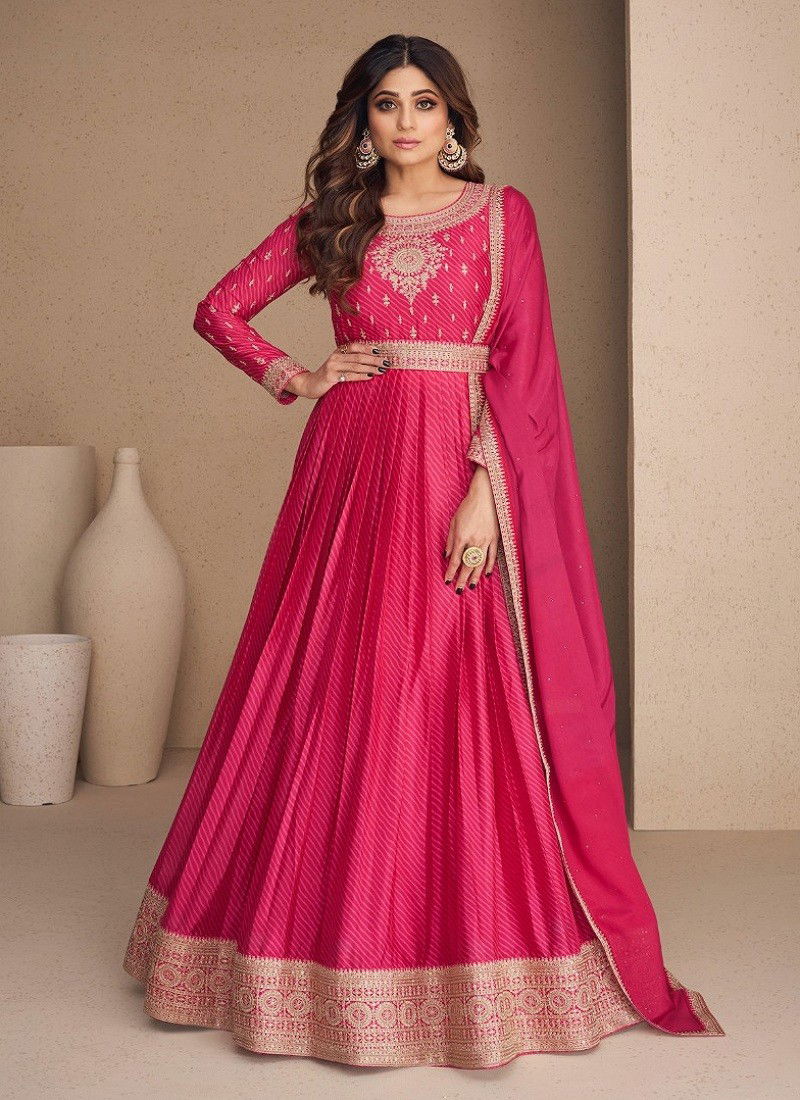 Pink Colour Rani Sahiba By Aashirvad Gown Catalog 9592