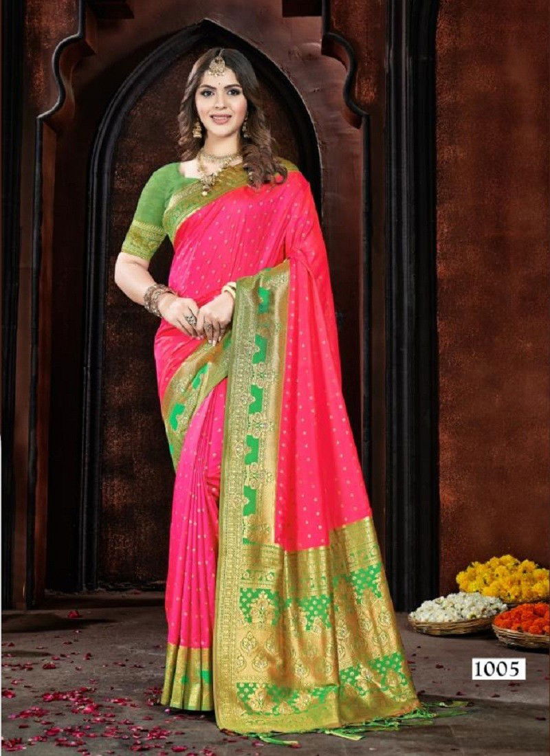 Pink Colour Rani Sahiba By Bunawat Silk Wedding Ladies Sarees Wholesale Market In Surat 1005