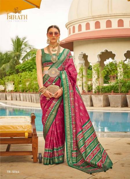 Pink Colour Rasam Patola By Trirath Sigma Silk Designer Saree Catalog 10164