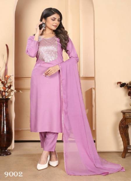 Pink Colour Rashmi Vol 1 By Moksh Premium Rayon Kurti With Bottom Dupatta Suppliers In India 9002