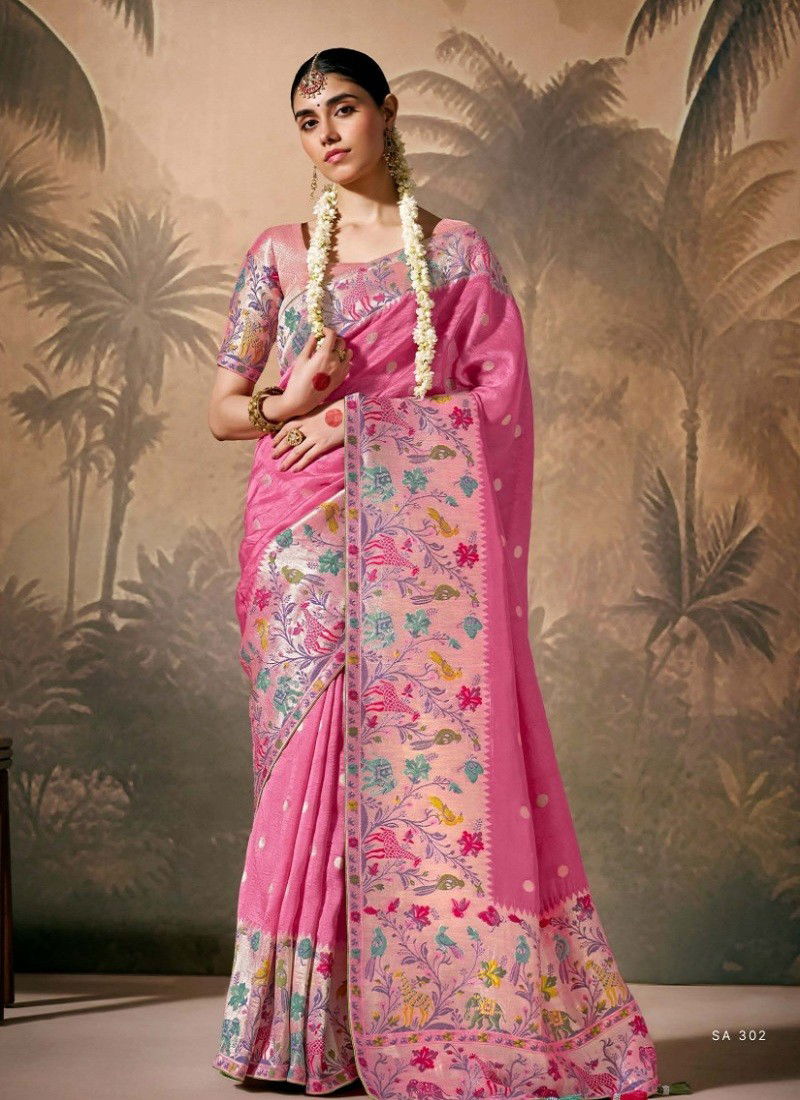 Pink Colour Rasm By Kimora Munga Silk Weddding Wear Saree Suppliers In India SA 302