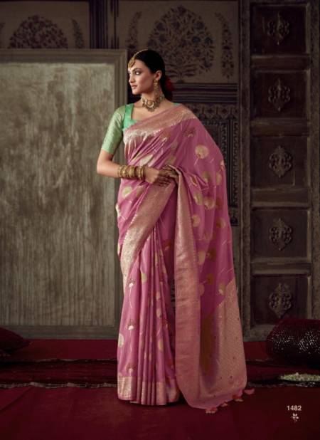 Pink Colour Roop Kala By Kimora Crepe Georgette Wedding Wear Designer Saree Catalog 1482