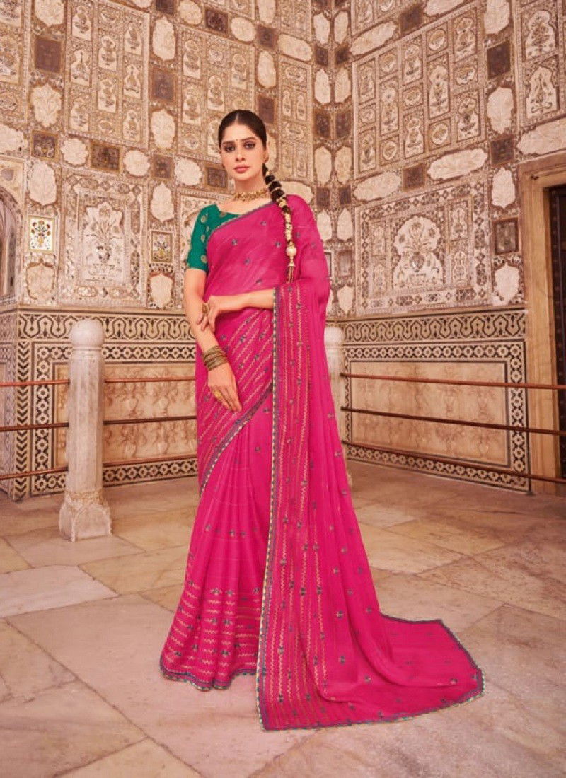 Pink Colour Roshni Vol 2 By Vipul Chiffon Wholesale Sarees In India 82801