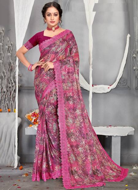 Pink Colour Rudra Designer Party Wear Sarees Catalog 1641
