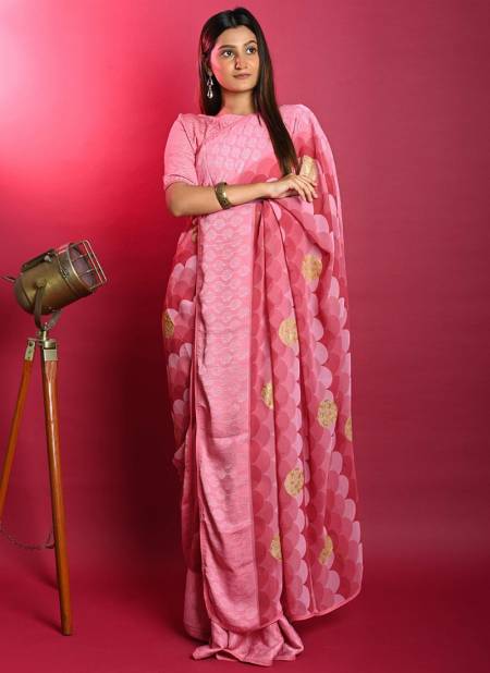 Pink Colour Rust Printed Wholesale Daily Wear Sarees 6003