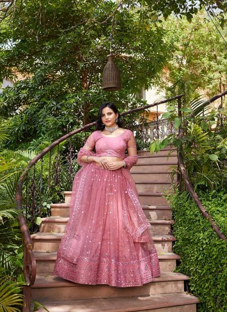 Pink Colour SS 158 Wedding Wear Embroidery Soft Net Lehenga Choli Exporters In India 1875