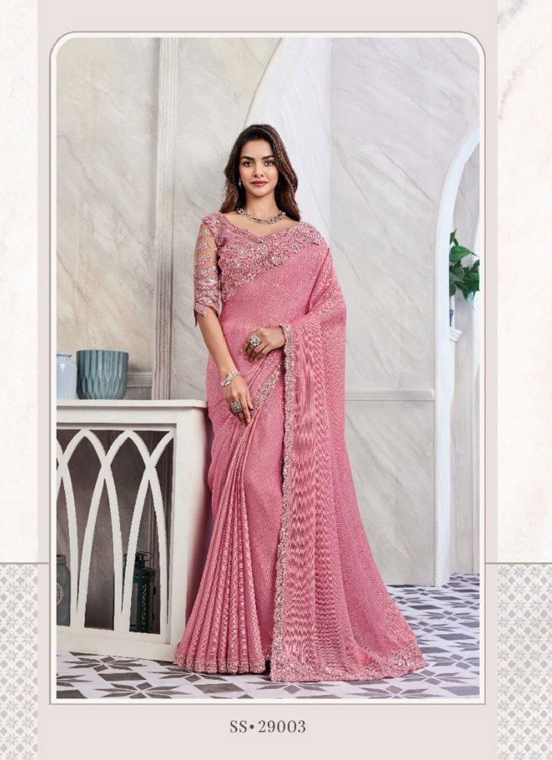 Pink Colour SS 29001 To 29017 By TFH Party Wear Designer Saree Exporters In India SS 29003