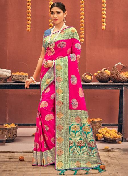Pink Colour Sadhna Silk Sangam Festive Wear Wholesale Banarasi Silk Sarees Catalog 1683