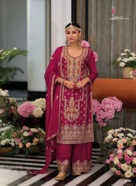 Pink Colour Sakhii By Eba Chinon Kurti With Bottom Dupatta Wholesalers In Delhi 1726