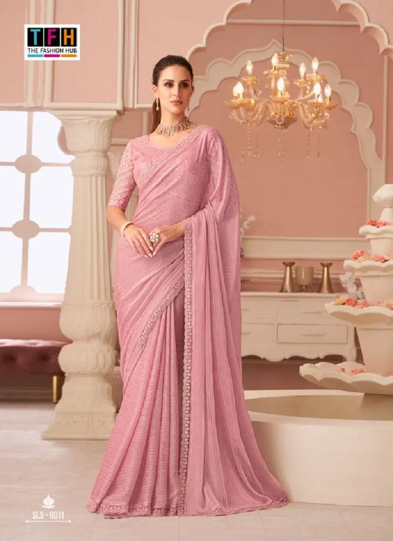 Pink Colour Salsa Style 4 By TFH Party Wear Sarees Suppliers In India SLS-8011