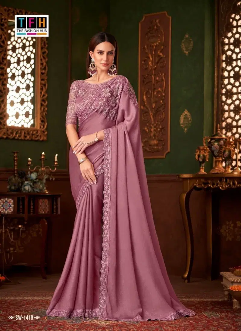 Pink Colour Sandalwood Vol 14 By TFH Designer Party Wear Saree Wholesale Online SW 1410