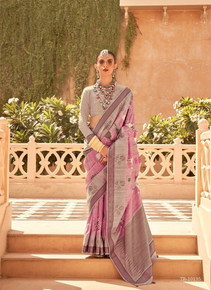 Pink Colour Savera By Trirath Pv Raw Silk Printed Saree Wholesale Online TR-10195