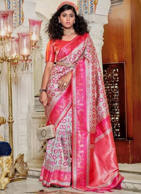 Pink Colour Shamiyana The Fabrica Exclusive Wear Wholesale Banarasi Silk Sarees Catalog 7009