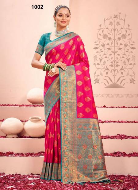 Pink Colour Sharda Silk By Bunawat Kanjivaram Wedding Sarees Wholesale Clothing Suppliers In India 1002