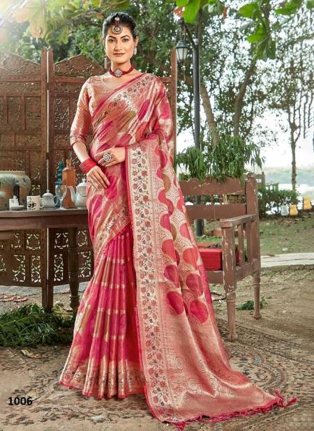 Pink Colour Sheesha By Sangam Wedding Saree Catalog 1006