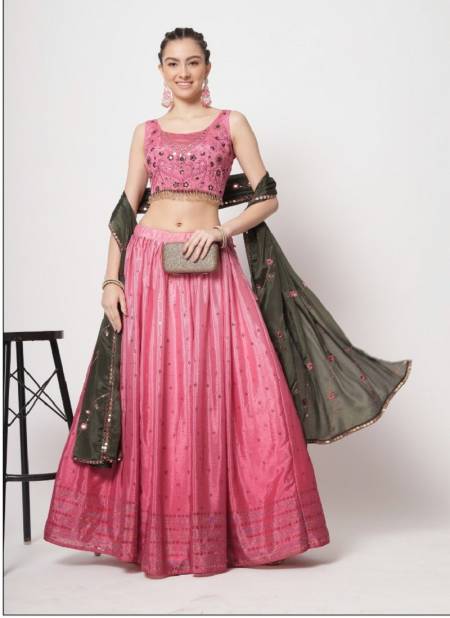 Pink Colour Shubhkala Vol 12 By Khushboo Party Wear Lehenga Choli Catalog 7082