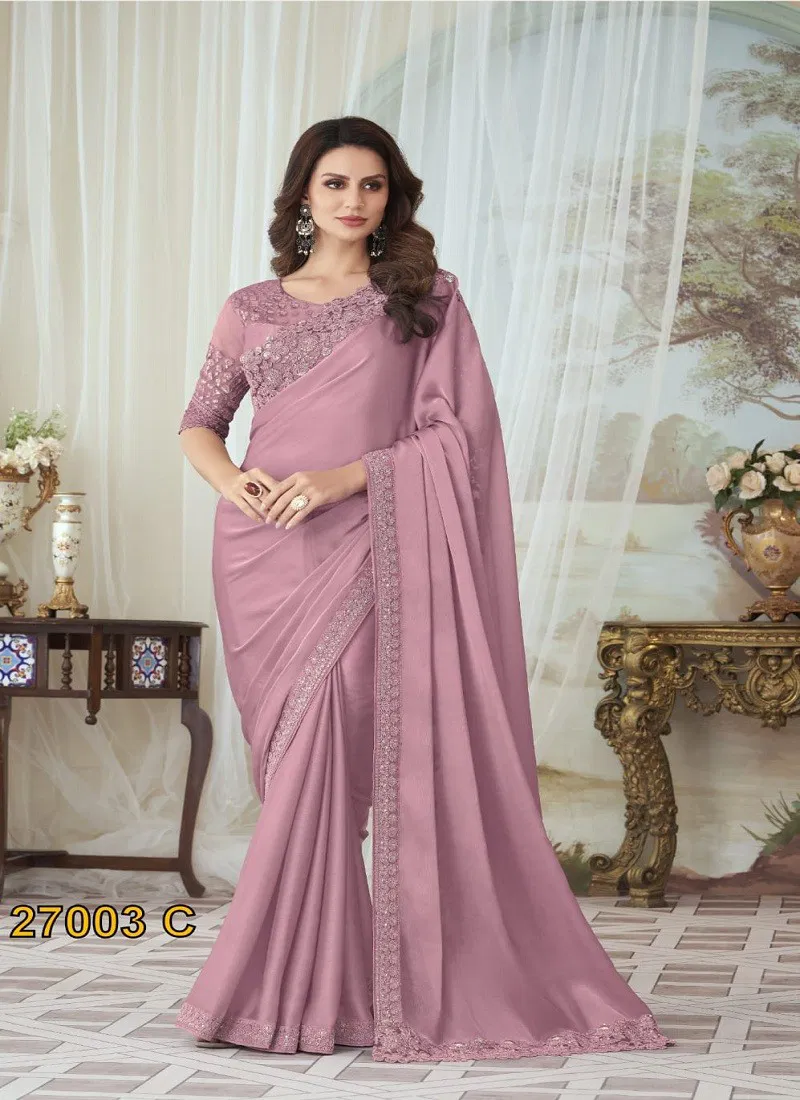 Pink Colour Silver Screen 27003 By Tfh Glorious Silk Designer Saree Wholesale Online 27003 C