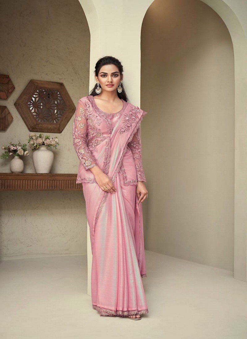 Pink Colour Silver Screen 28007 Hit By TFH Rainbow Shimmer Designer Wholesale Saree In India 28007-D