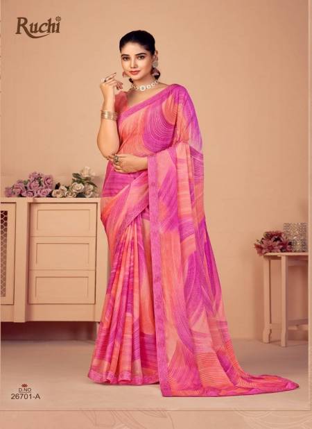 Pink Colour Simaya 20th Edition By Ruchi Chiffon Saree Catalog 26701 A