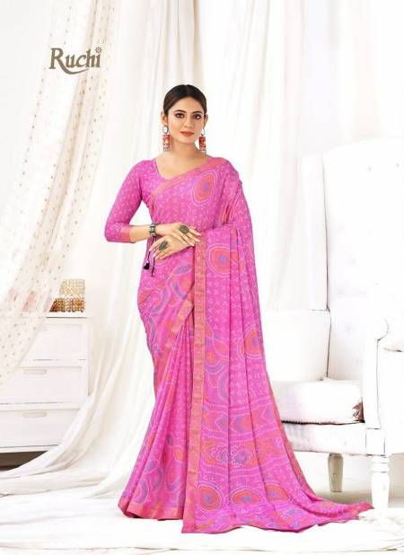 Pink Colour Simayaa Vol 19 By Ruchi Chiffon Daily Wear Saree Catalog 26201 B