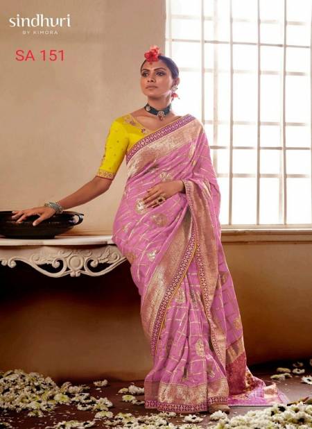 Pink Colour Sindhuri By Kimora Meenakari Silk Designer Wedding Saree Catalog SA 151