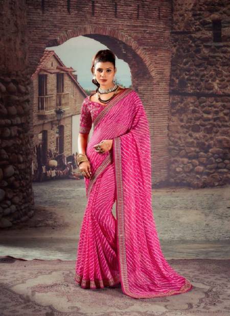 Pink Colour Siya By Mahamani Creation Georgette With Heavy Border Saree Catalog 1009