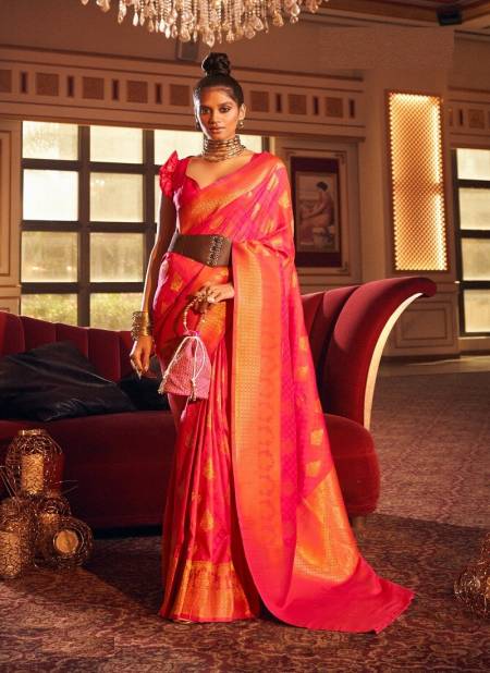 Pink Colour Skyla By The Fabrica 24001 To 24006 Printed Sarees Catalog 24002