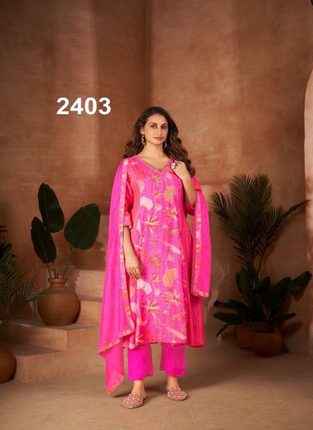 Pink Colour Spring By Jivora Pure Muslin Digital Printed Readymade Suits Wholesale Online 2403