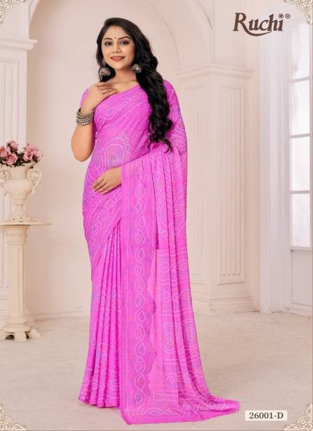 Pink Colour Star Chiffon 130 By Ruchi Chiffon Printed Saree Catalog 26001 D