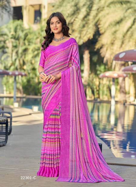 Pink Colour Star Chiffon 98th Edition By Ruchi Daily Wear Saree Catalog 22301 C