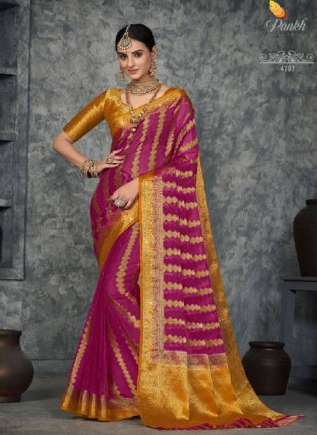 Pink Colour Suchitra Silk Vol 1 By Pankh Wedding Saree Catalog 4707