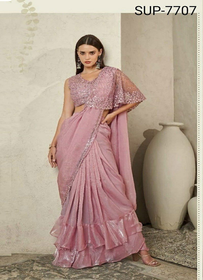 Pink Colour Super Star 2 By TFH Fancy Party Wear Designer Saree Exporters In India SUP-7707